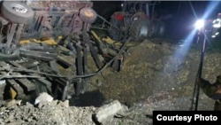 Armenia-Screenshot, the aftermath of a rocket explosion in Poland, 15Nov2022