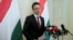 Hungary -- Hungarian Foreign Minister Peter Szijjarto speaks during a press conference in Budapest, March 10, 2015