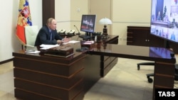 Владимир Путин во время онлайн-встречи с участниками заседания Совета при президенте РФ по развитию гражданского общества и правам человека