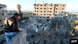 Разрушенное здание телеканала Аль-Акса в Газе